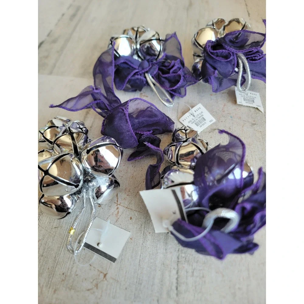 Pottery Barn RARE jingle bell cluster set Xmas ornament grapevine metal unique